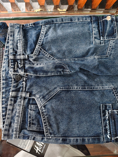 Men's Blue Washed Cargo Jeans – Relaxed Fit
